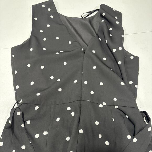 Women's Warehouse Sleeveless Belted Wide Leg Jumpsuit US 8 UK 12 Black Polka Dot - Picture 14 of 15